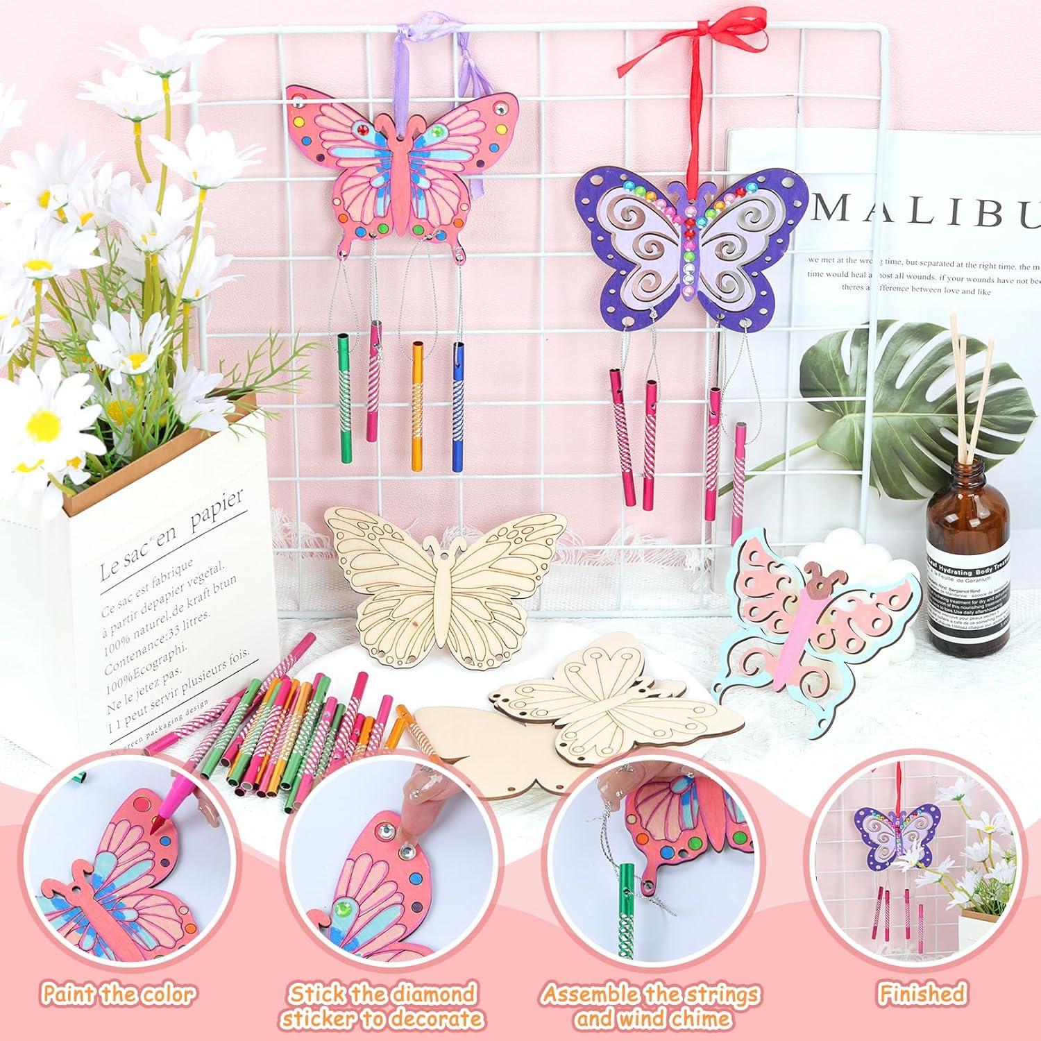 Kit de Campana de Viento DIY TREACLUB - 10 Mariposas de Madera