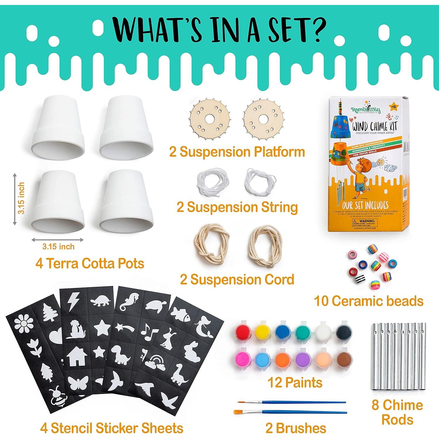 Kit de Campanas de Viento DIY Romi - 2 Macetas de Cerámica