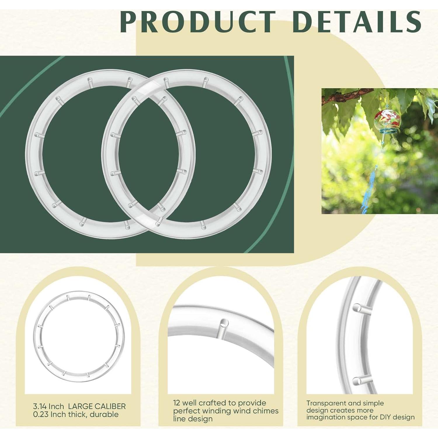 Kit de Campanas de Viento Yinkin - 20 Anillos Acrílicos 8 cm