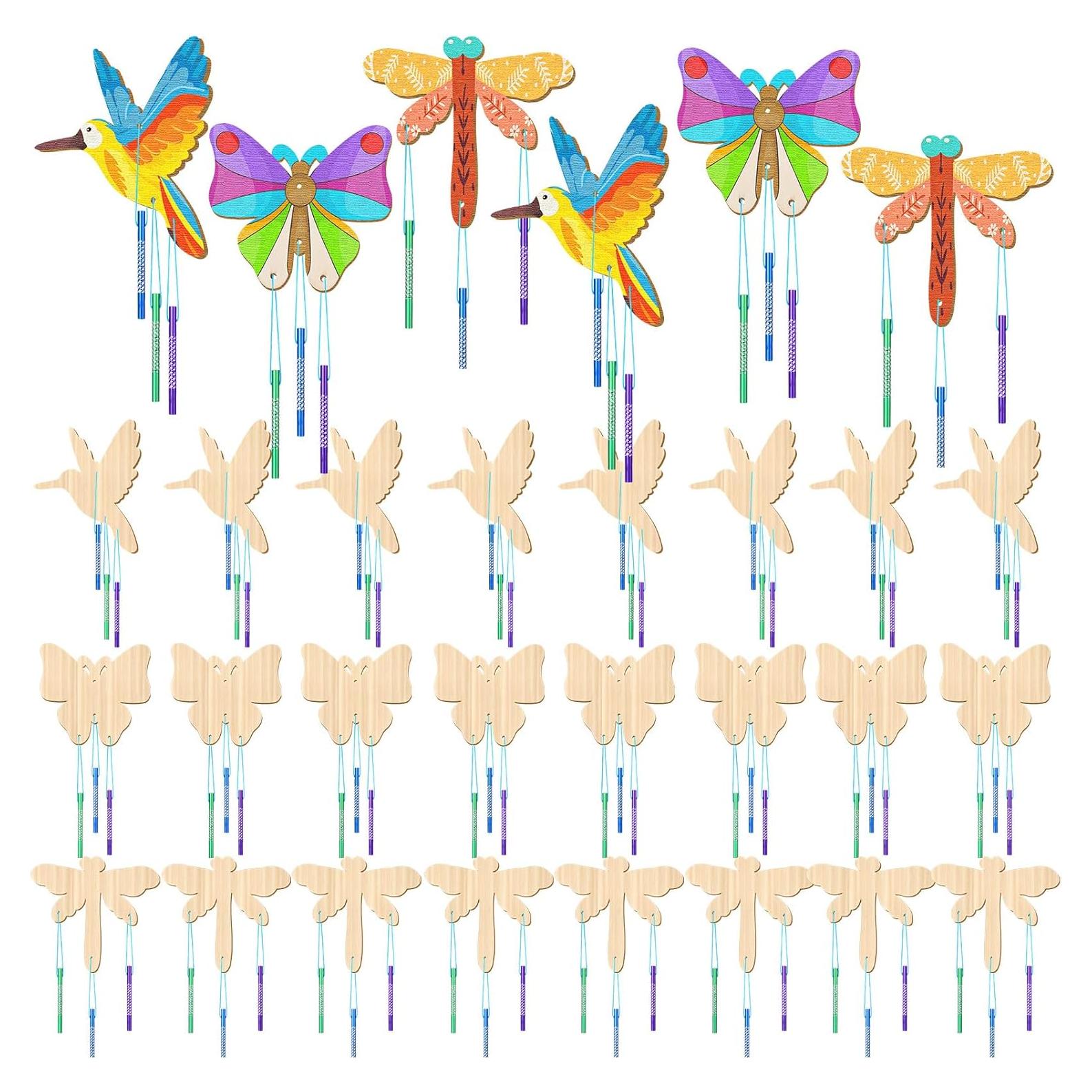 Kit de Campanas de Viento DIY Leinuosen 30 Pcs Madera Insectos