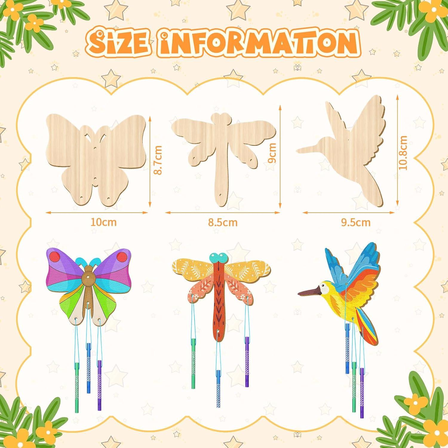 Kit de Campanas de Viento DIY Leinuosen 30 Pcs Madera Insectos