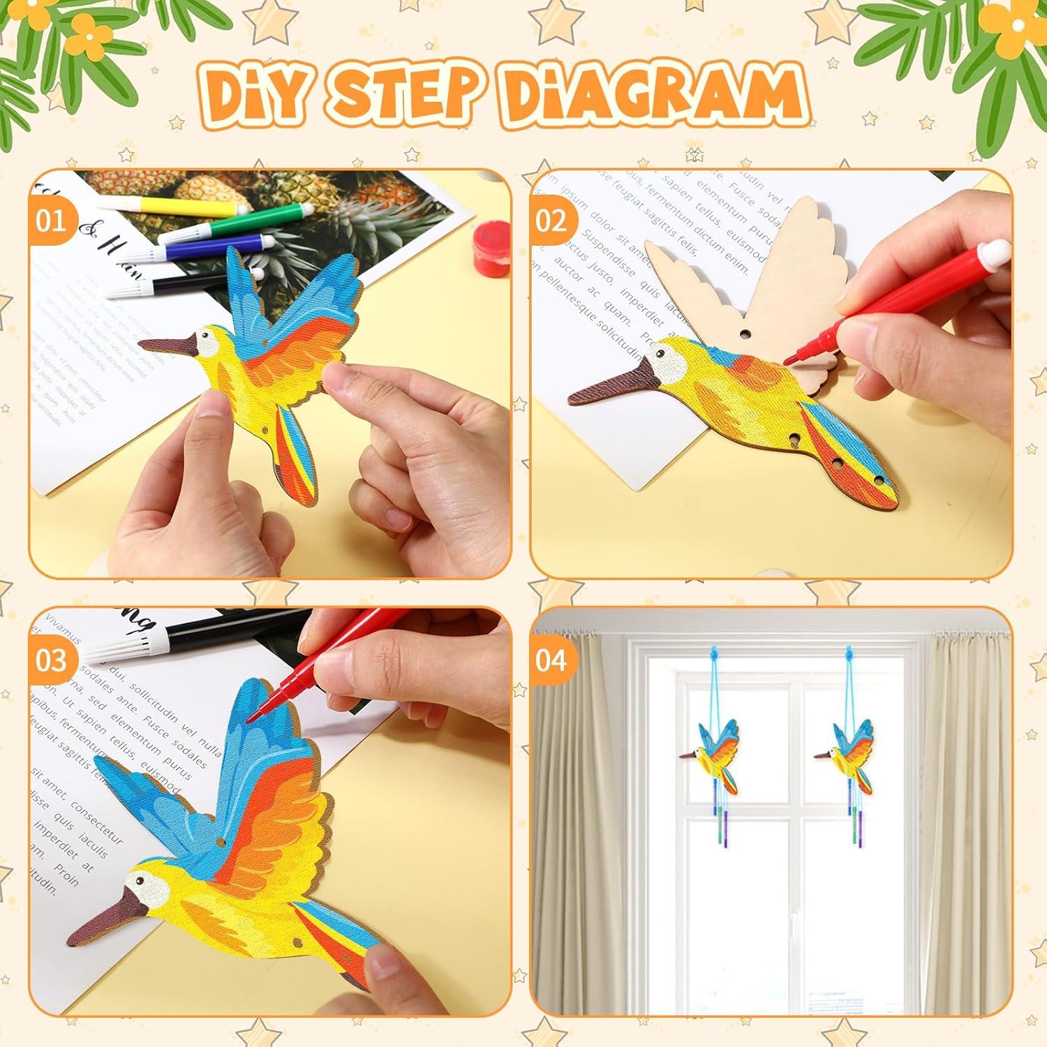 Kit de Campanas de Viento DIY Leinuosen 30 Pcs Madera Insectos