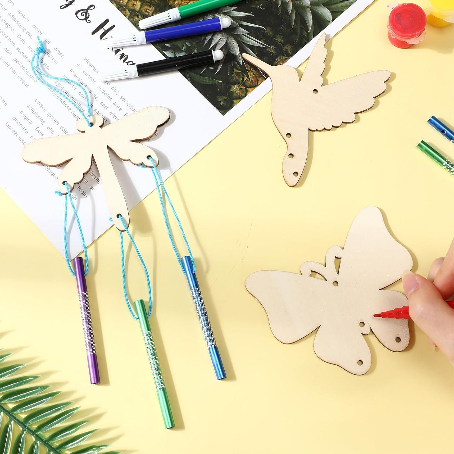 Kit de Campanas de Viento DIY Leinuosen 30 Pcs Madera Insectos