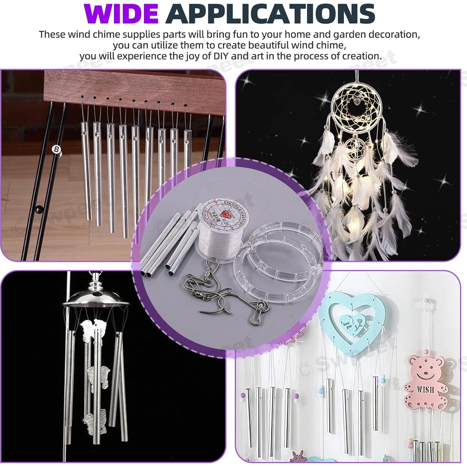 Kit de Campanas de Viento Swpeet 60 Piezas con Cable 91m