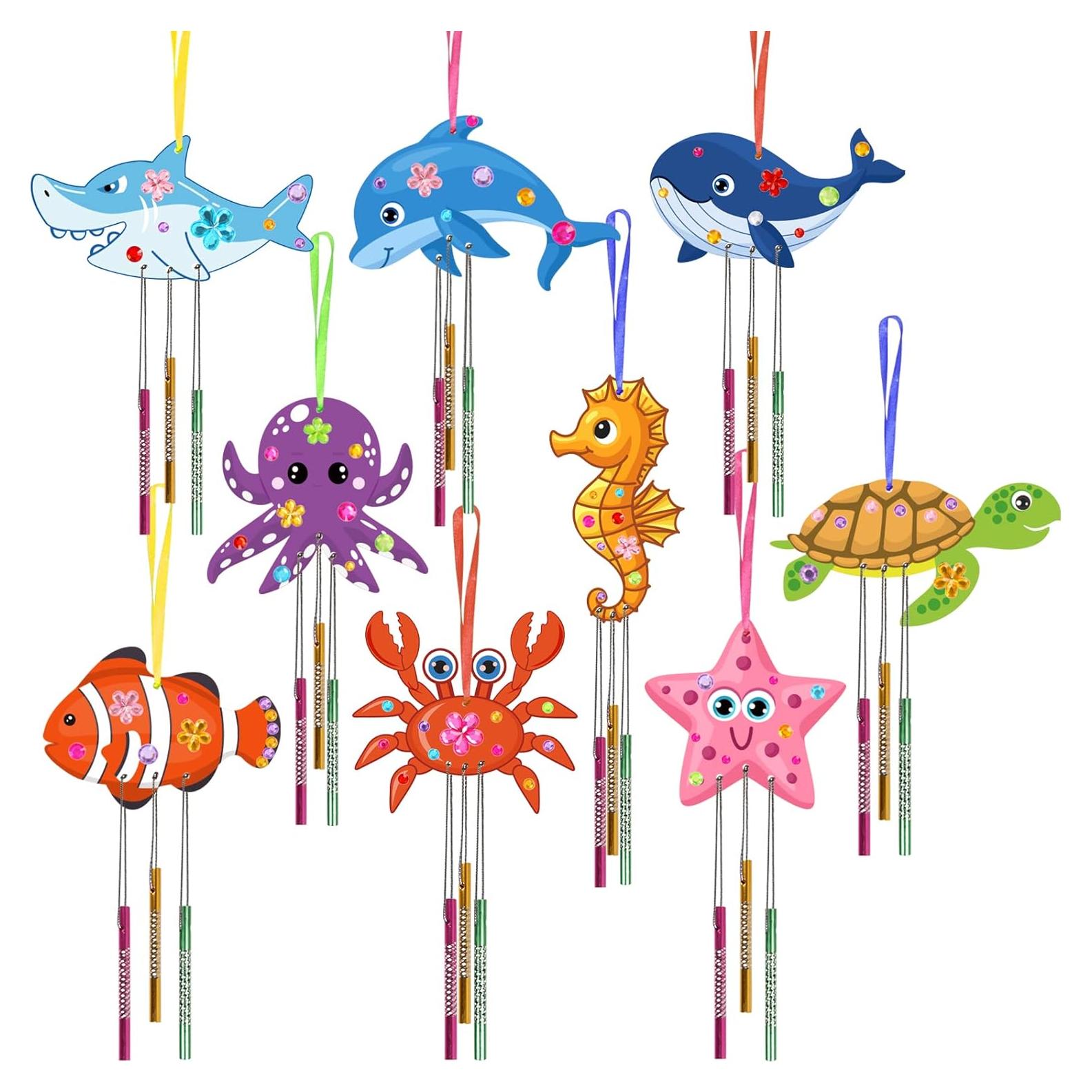 Kit de Campana de Viento Fennoral para Niños - 9 Animales Marinos DIY