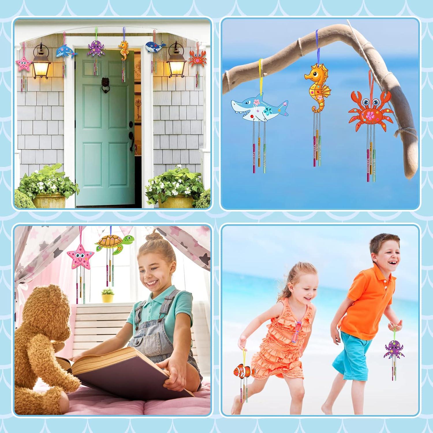 Kit de Campana de Viento Fennoral para Niños - 9 Animales Marinos DIY