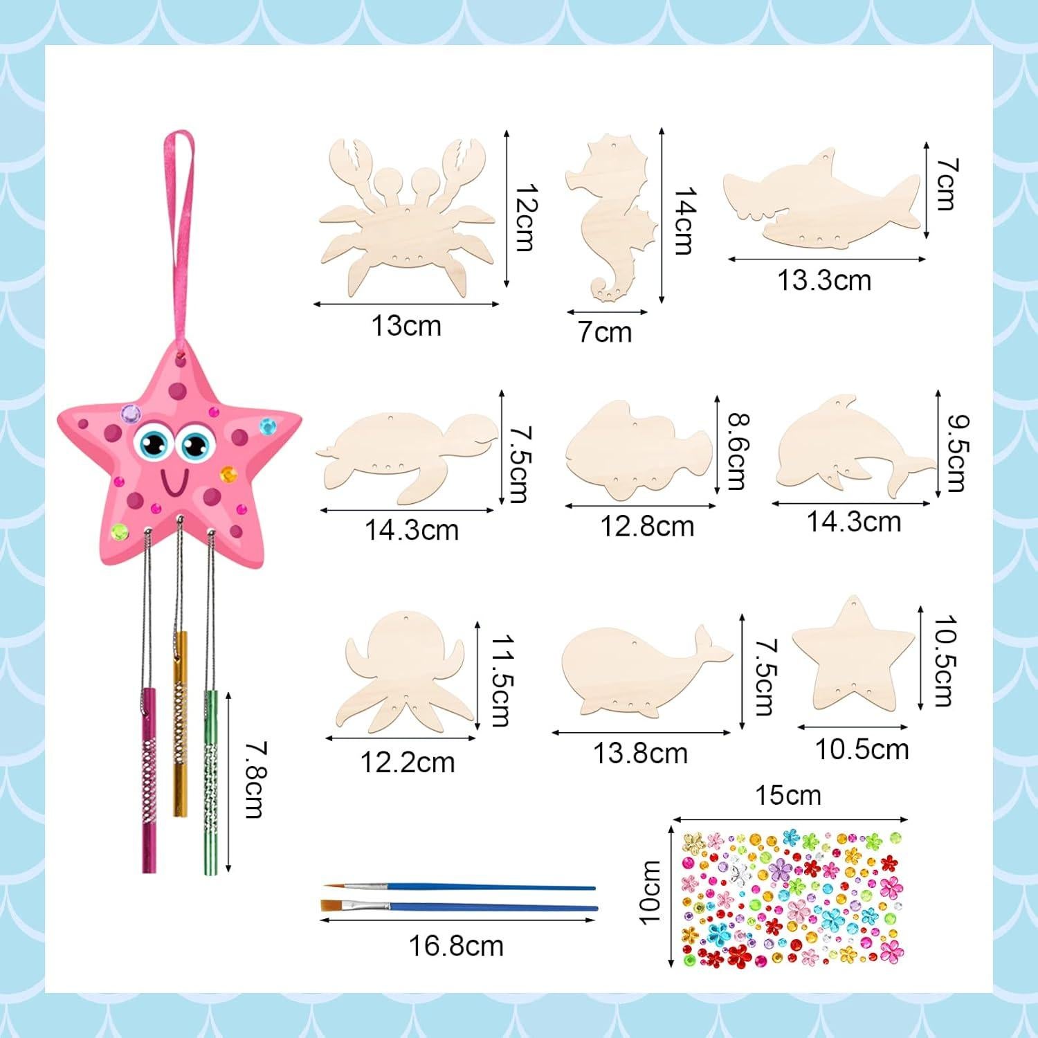Kit de Campana de Viento Fennoral para Niños - 9 Animales Marinos DIY