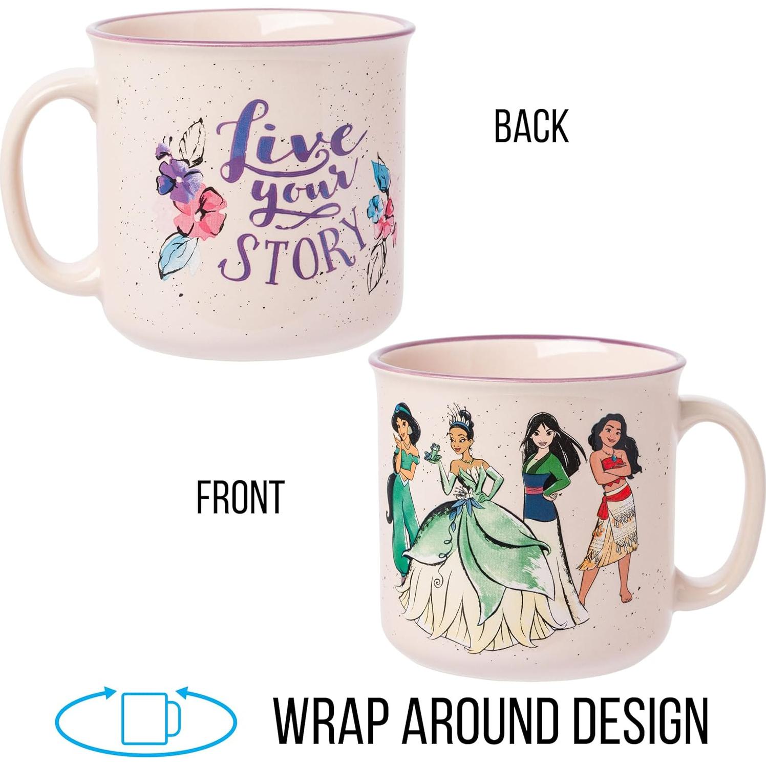 Taza Camper Cerámica Silver Buffalo Princesas Disney 590ml