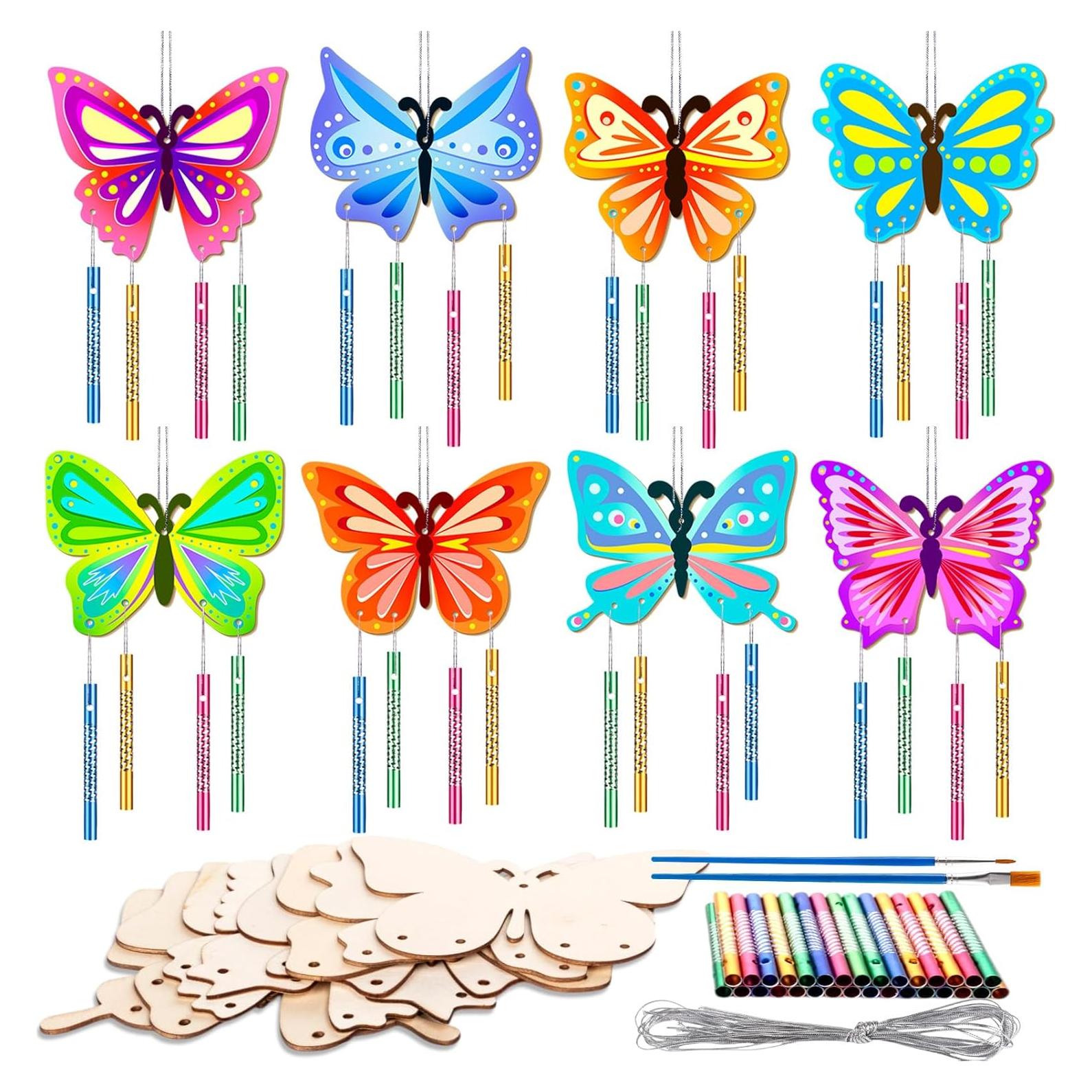 Kit de Campanas de Viento XJWWHZ Mariposa 8 Piezas DIY