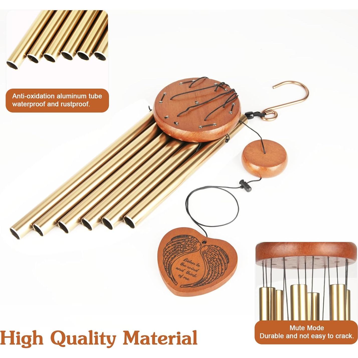 Campanas de Viento Memorial Beboligh 94 cm Aluminio Dorado