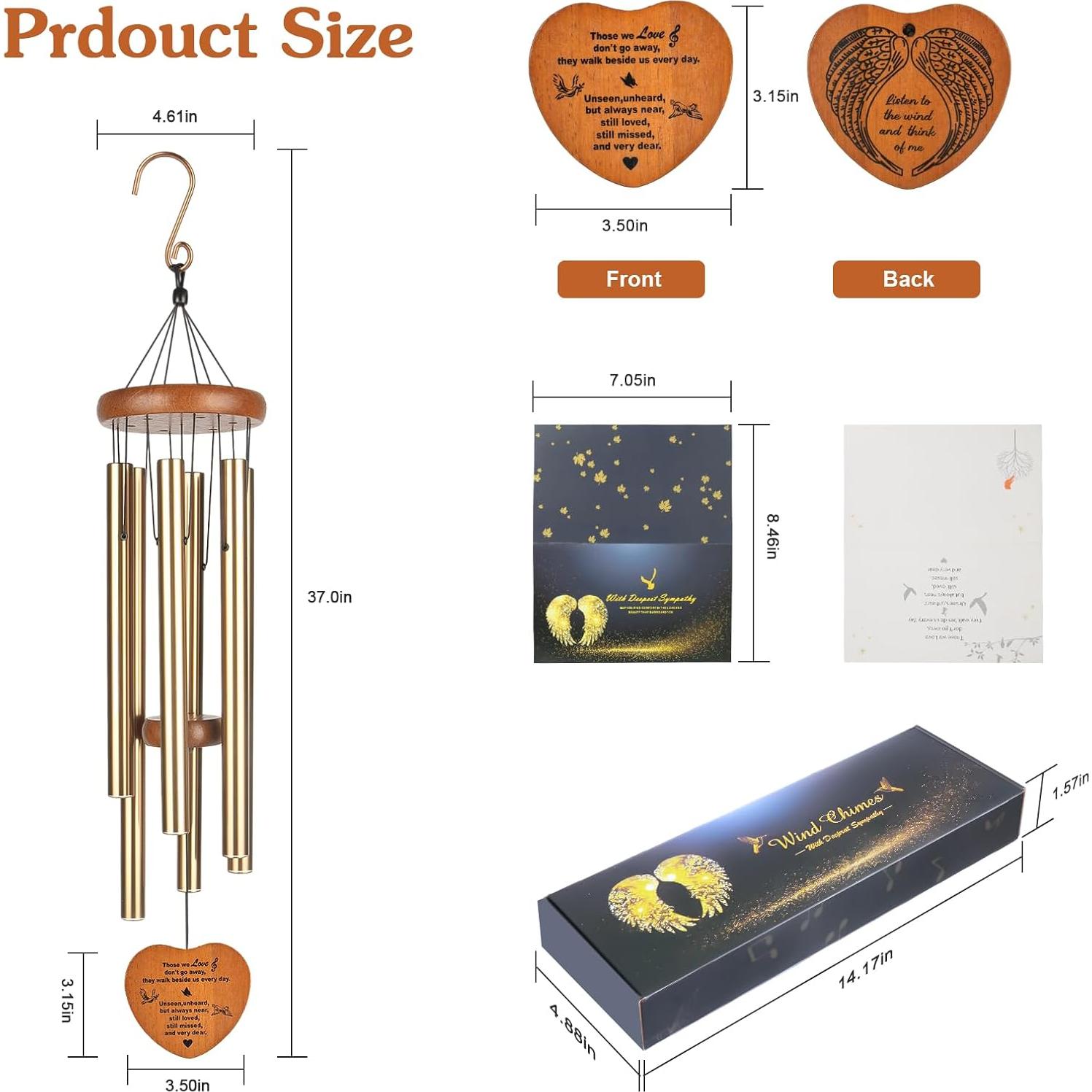 Campanas de Viento Memorial Beboligh 94 cm Aluminio Dorado