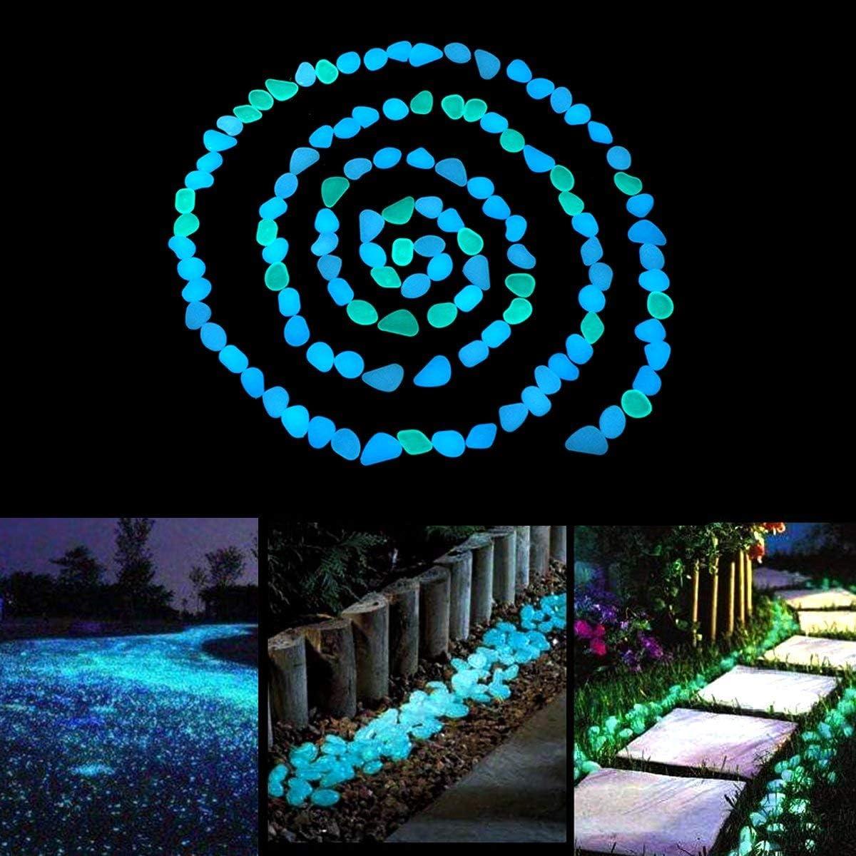 Guijarros Luminosos para Jardín 200 PCS - Decoración DIY Azul