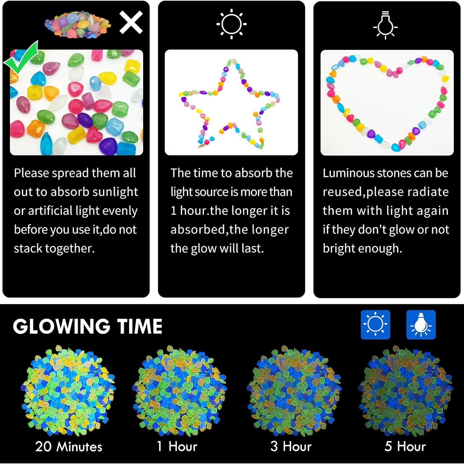 1000 Piedras Brillantes Luminosas para Jardín Kaiyuan