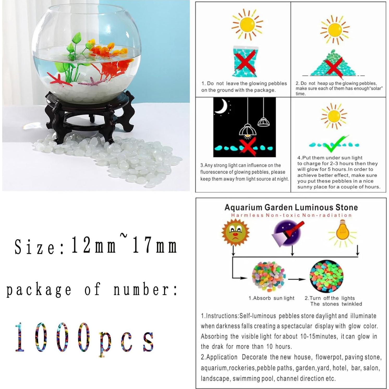 Piedras Brillantes en la Oscuridad 1000 Pcs OMCleaner