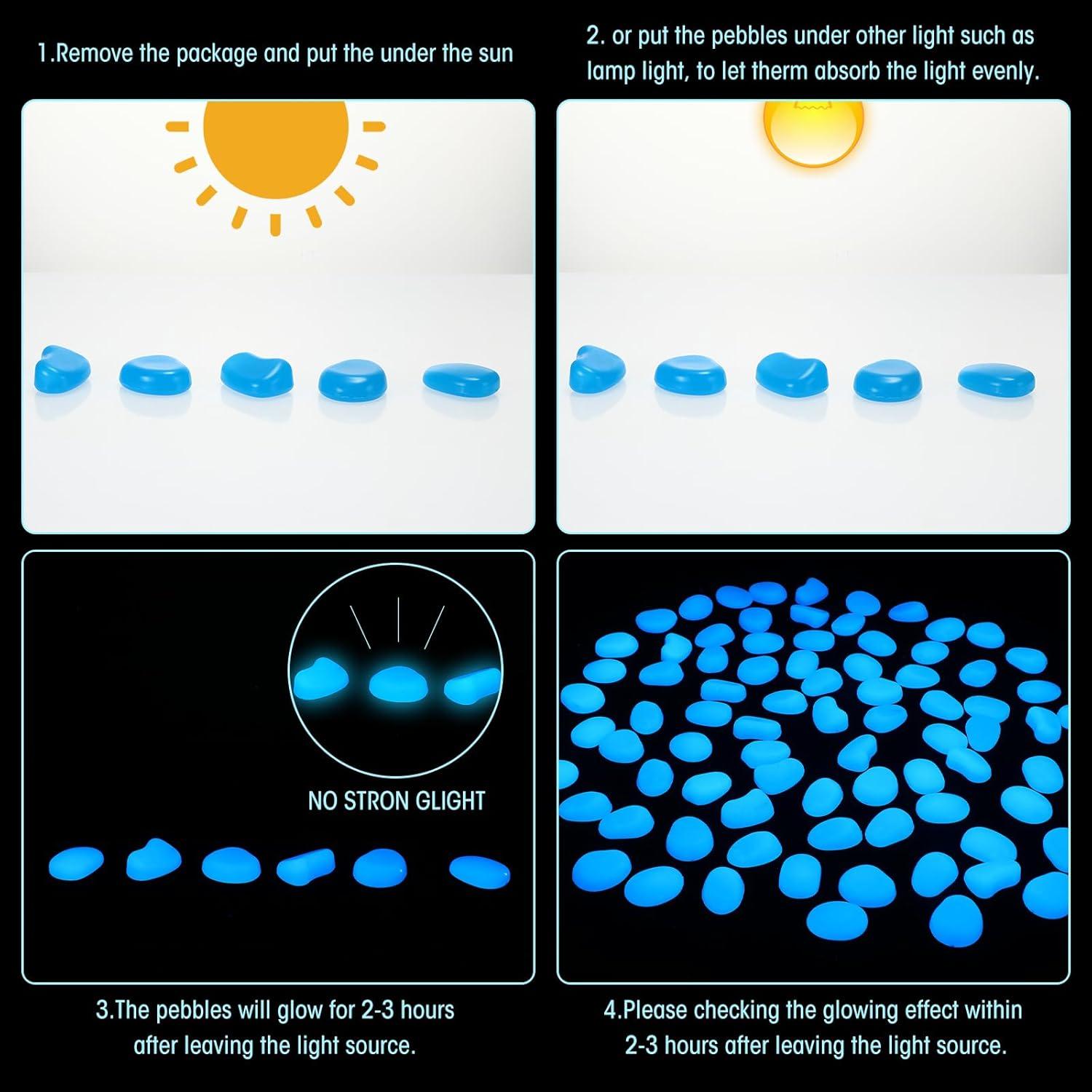 100 Rocas Luminiscentes Azul Oscuro 4.57 cm para Decoración