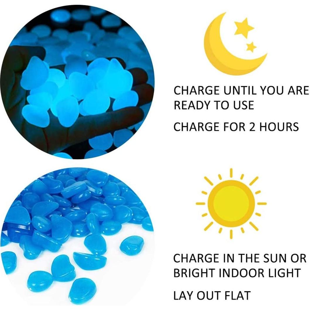 Piedras Brillantes en la Oscuridad Opps 100 Pcs Azul