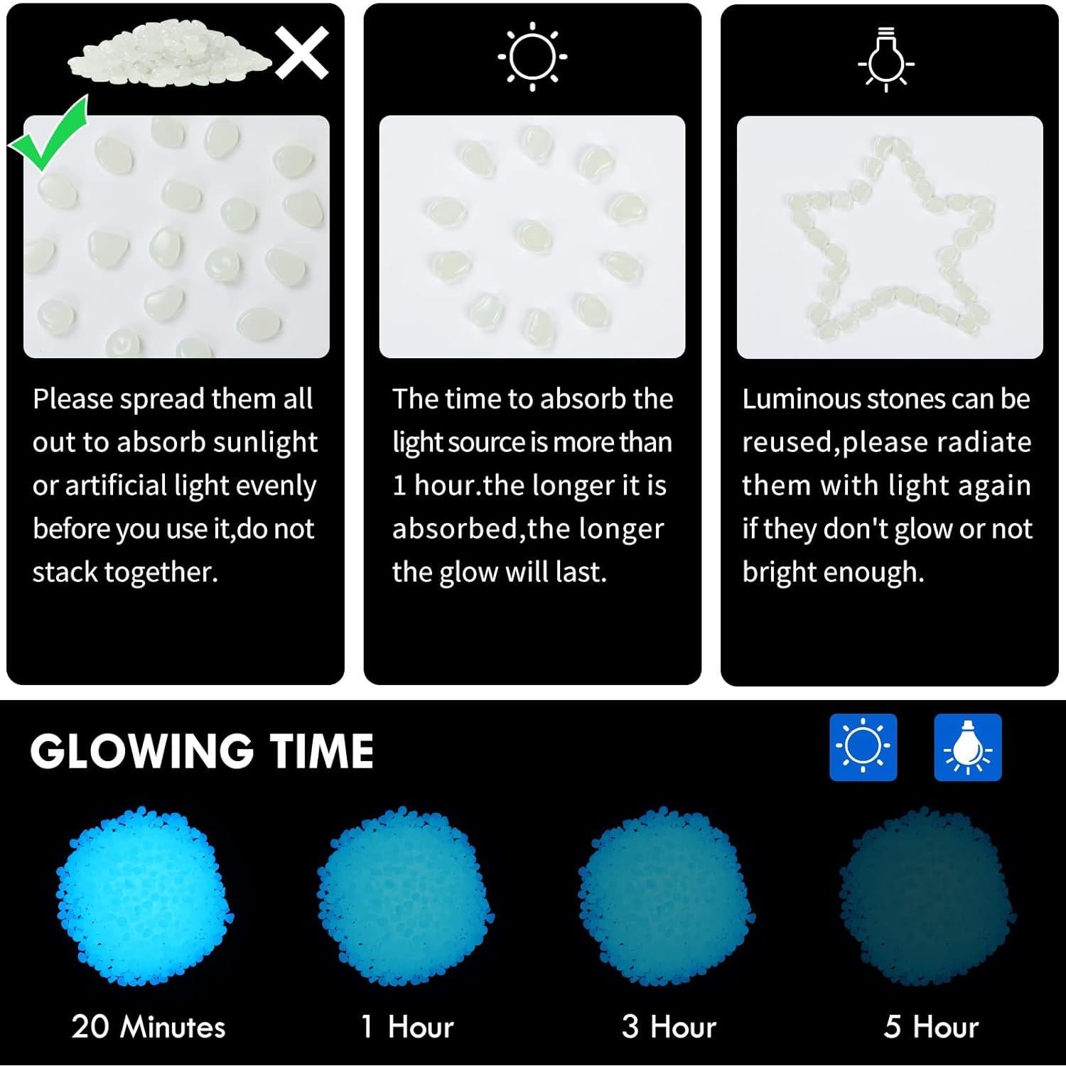 600 Piedras Luminiscentes Decorativas Dinastía Kaiyuan Blancas