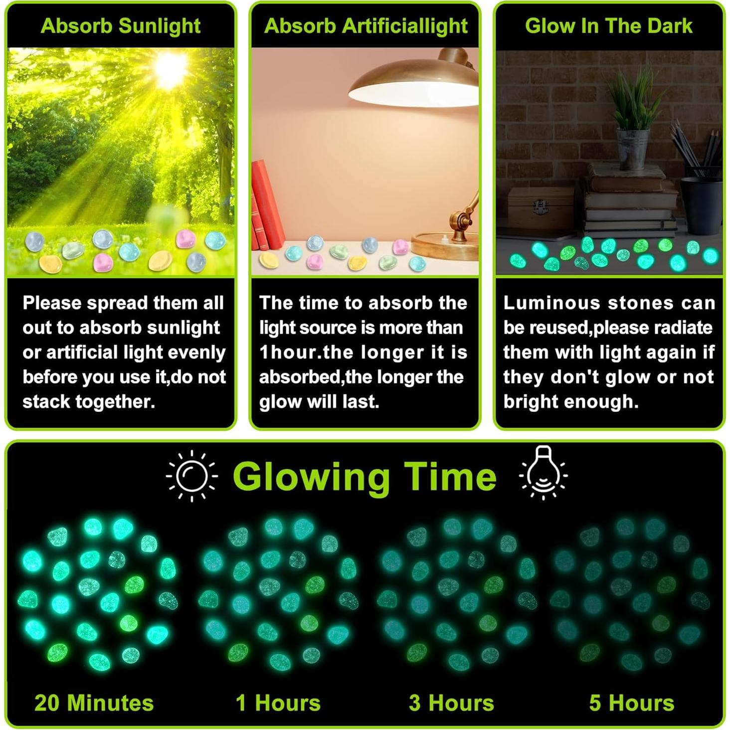 200 Piedras Brillantes Luminiscentes para Jardín - Dinastía Kaiyuan