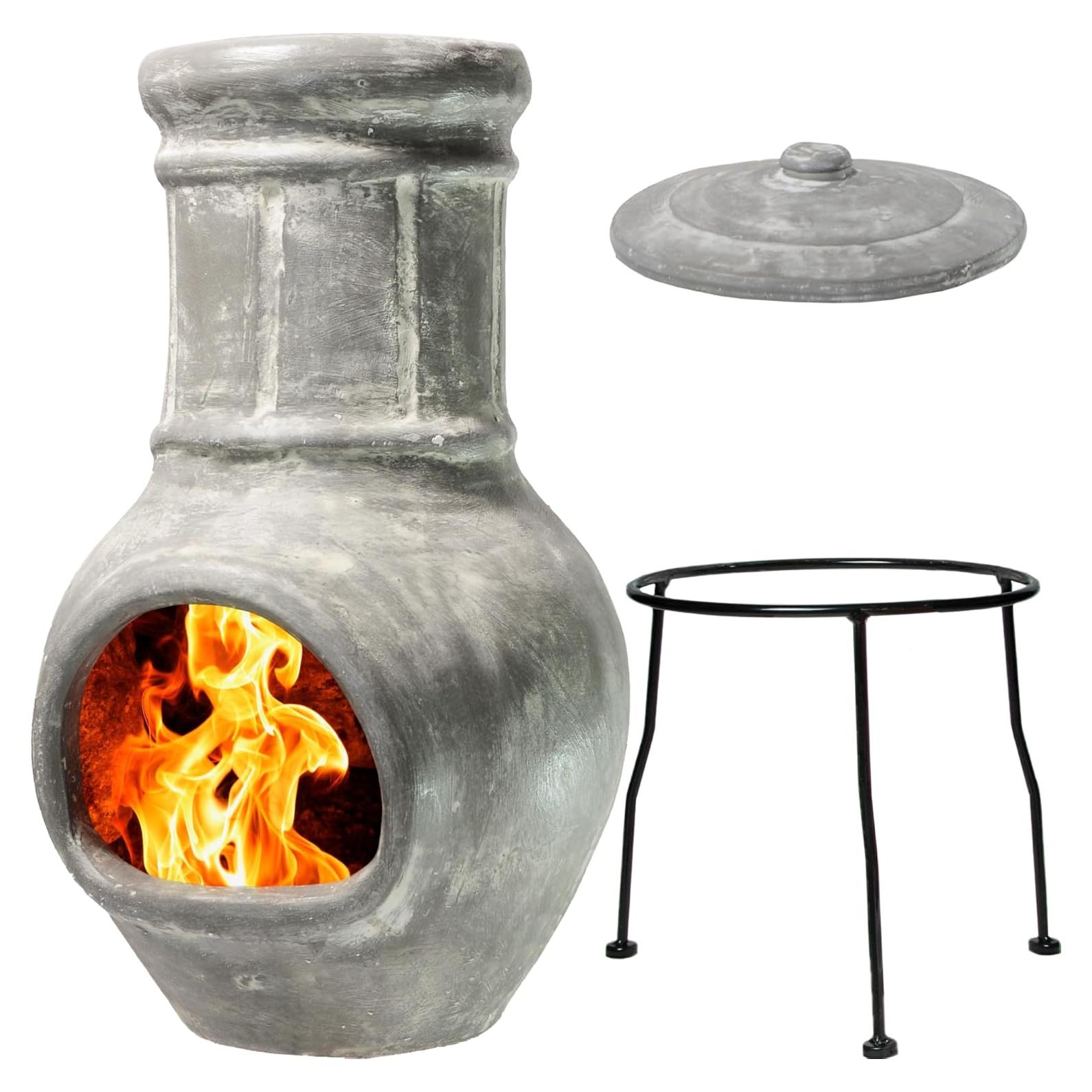 Chimenea Exterior Pequeña Wiosi Gris de Arcilla 30.48x68.58cm