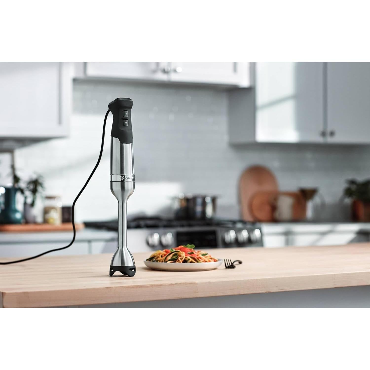5-Speed Immersion Blender, Professional-Grade Hand Blender with 625-Watt Motor and Stainless-Steel Blade, Stainless Steel/Black