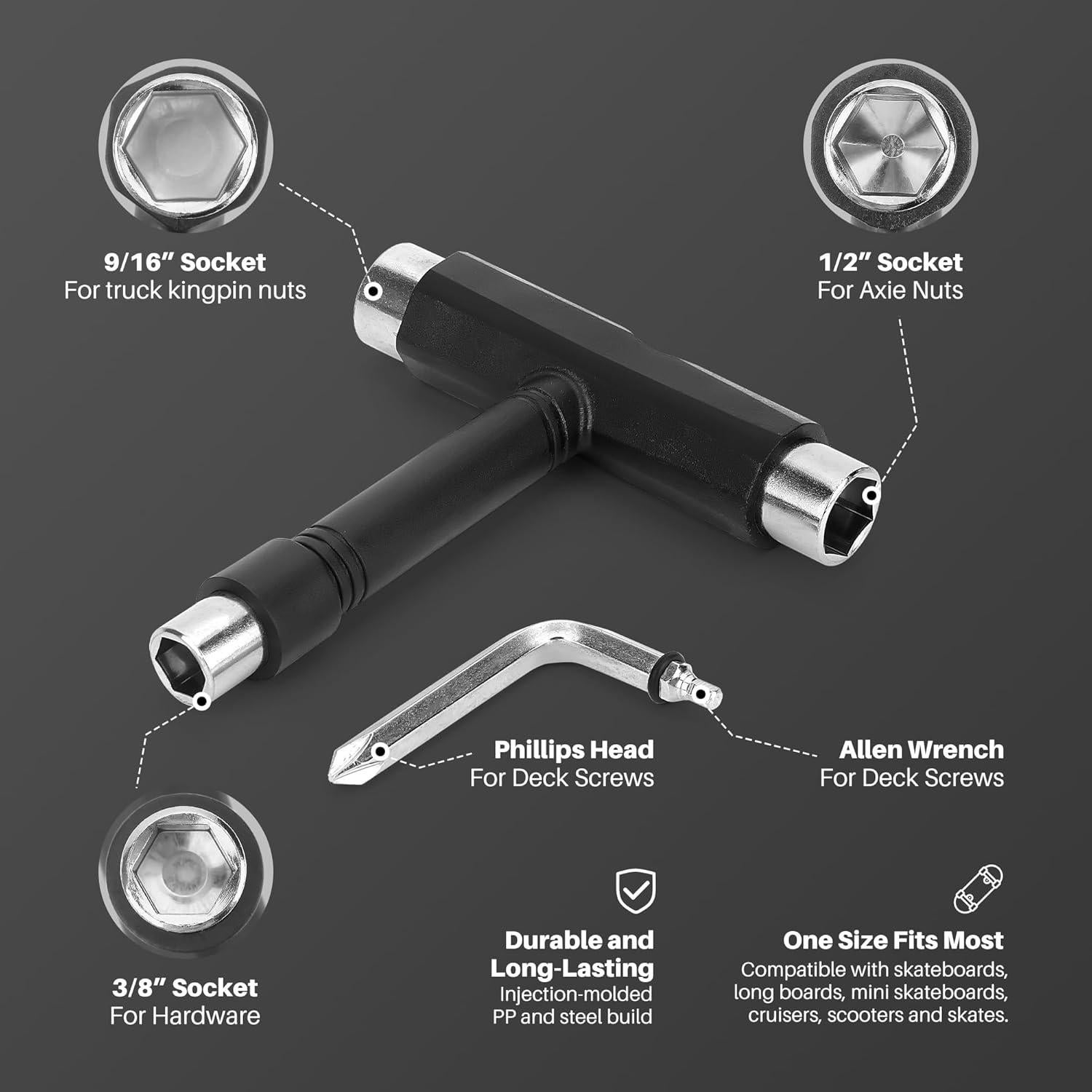 Llave multifuncional para patineta OAOJUBR HB001, 2 en 1