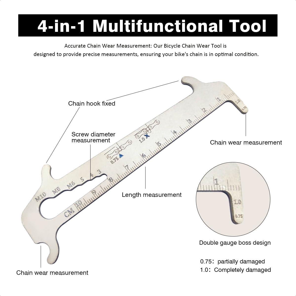 Herramienta de desgaste de cadena de bicicleta WeldingStop 4 en 1