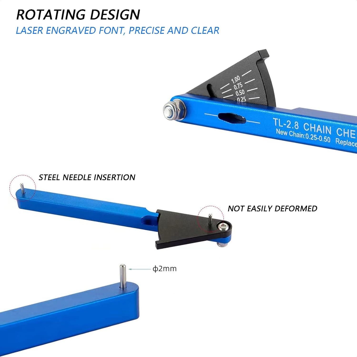Verificador de Cadena de Bicicleta VANICE T43 - Aluminio Negro/Azul