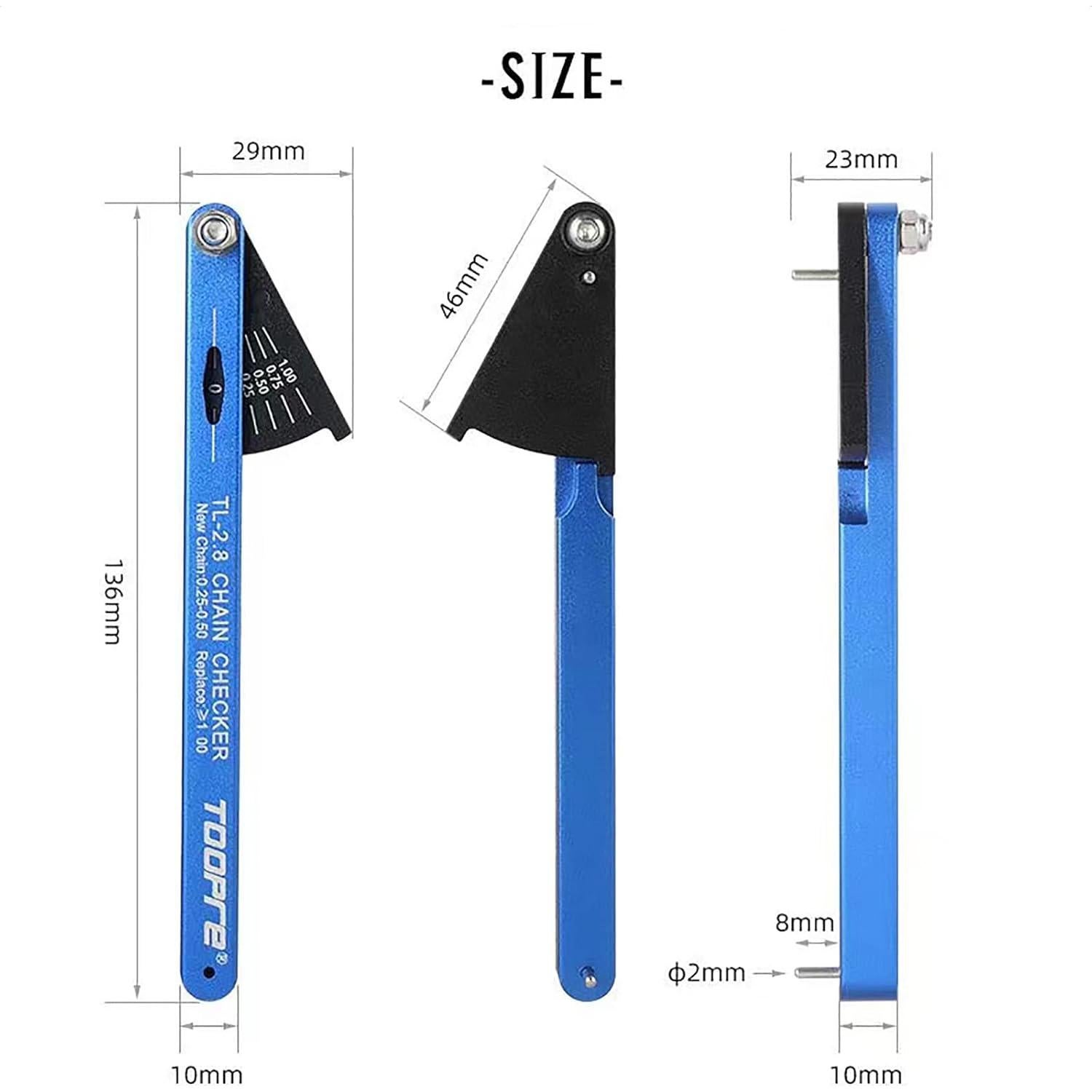 Verificador de Cadena de Bicicleta VANICE T43 - Aluminio Negro/Azul