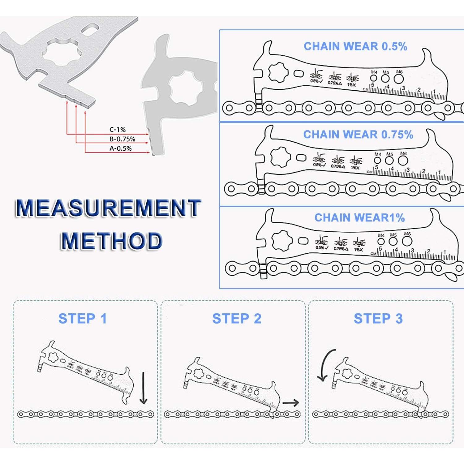 Medidor de Cadena de Bicicleta COOLWHEEL Acero Inoxidable