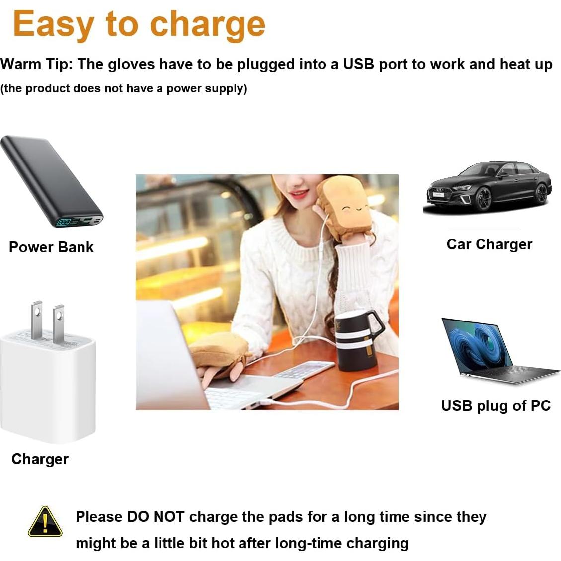 Guantes Calentadores USB Genérico FGF-BQST-YW Amarillo