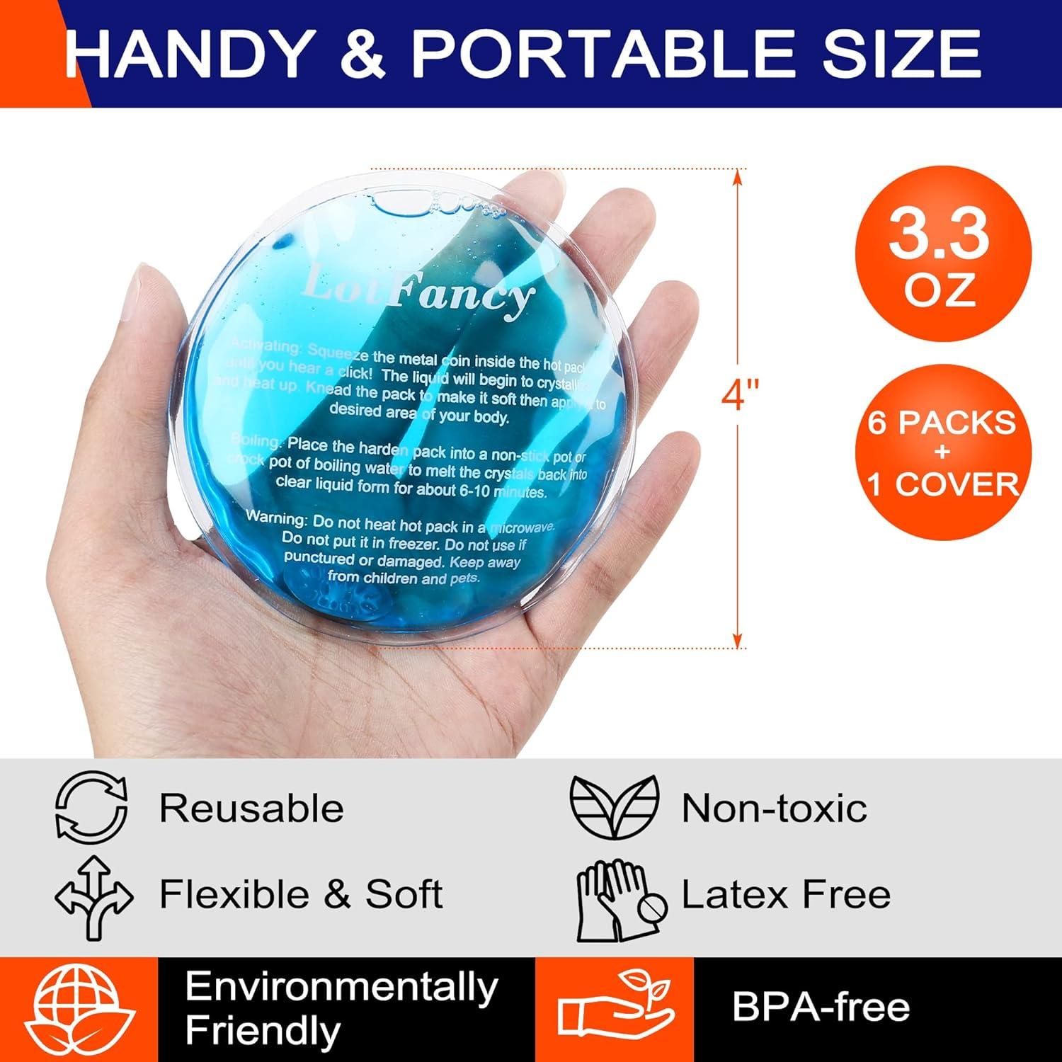 Calentador de Manos Reutilizable LotFancy 6 Paquetes + Funda