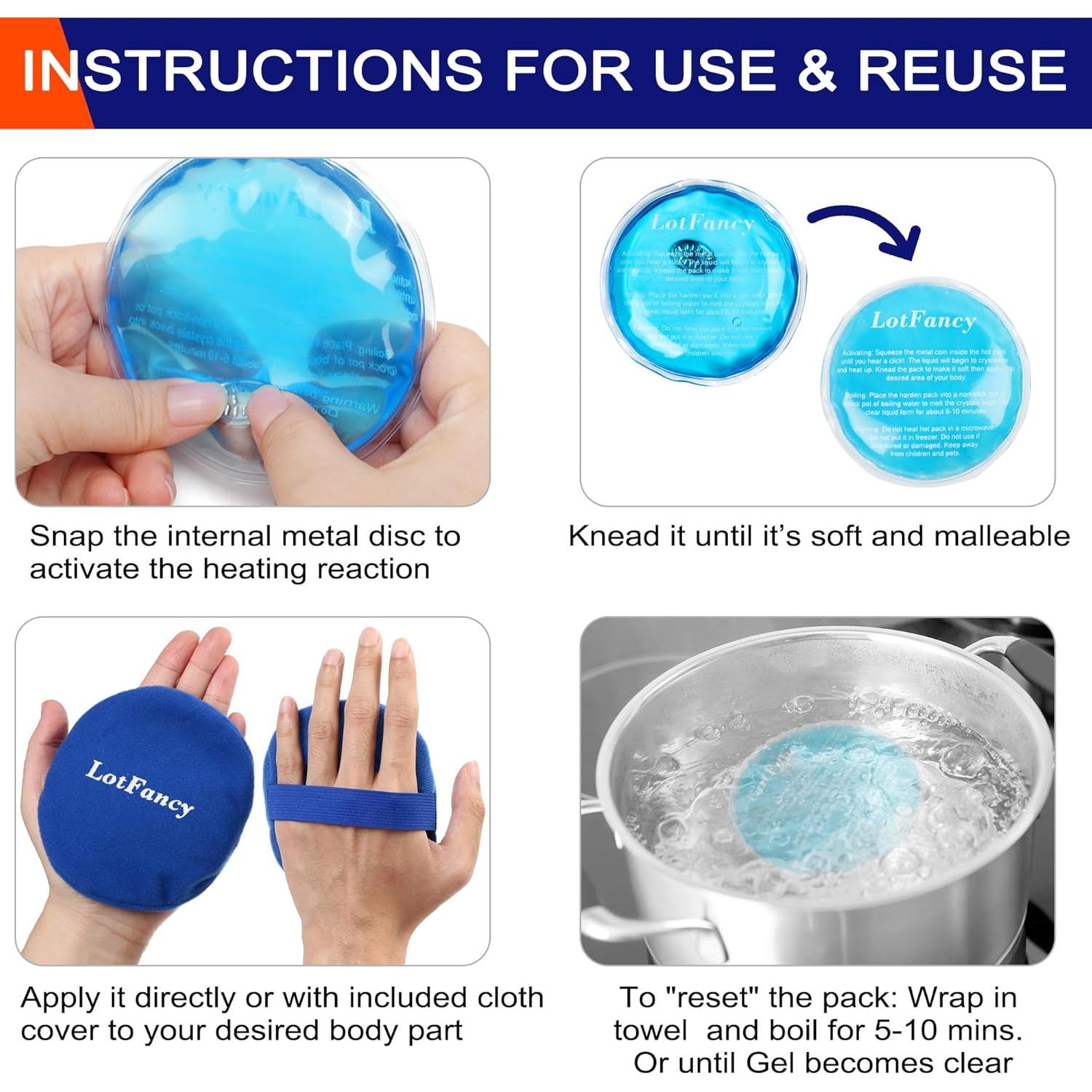 Calentador de Manos Reutilizable LotFancy 6 Paquetes + Funda