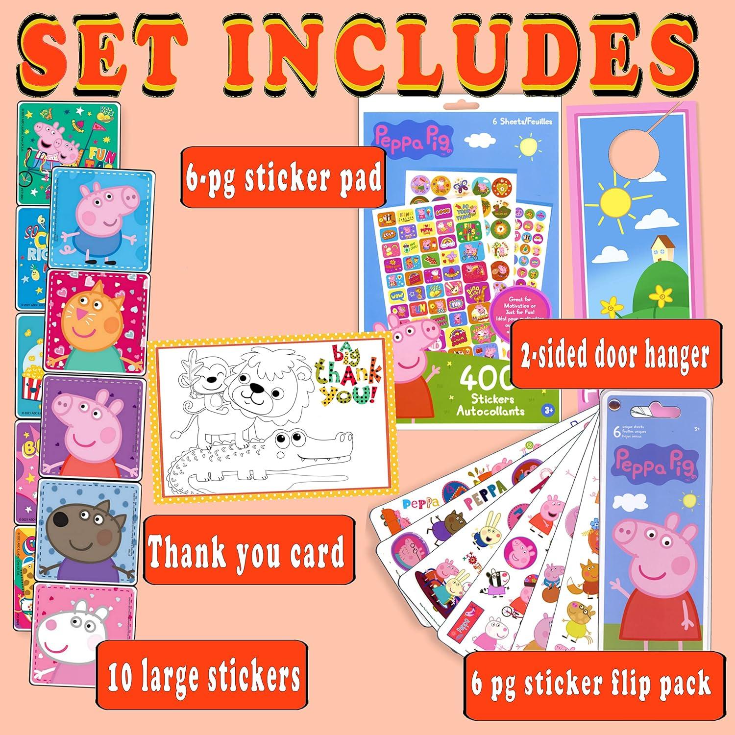 Conjunto de Stickers Peppa Pig + Colgador Doble Cara + Manualidad