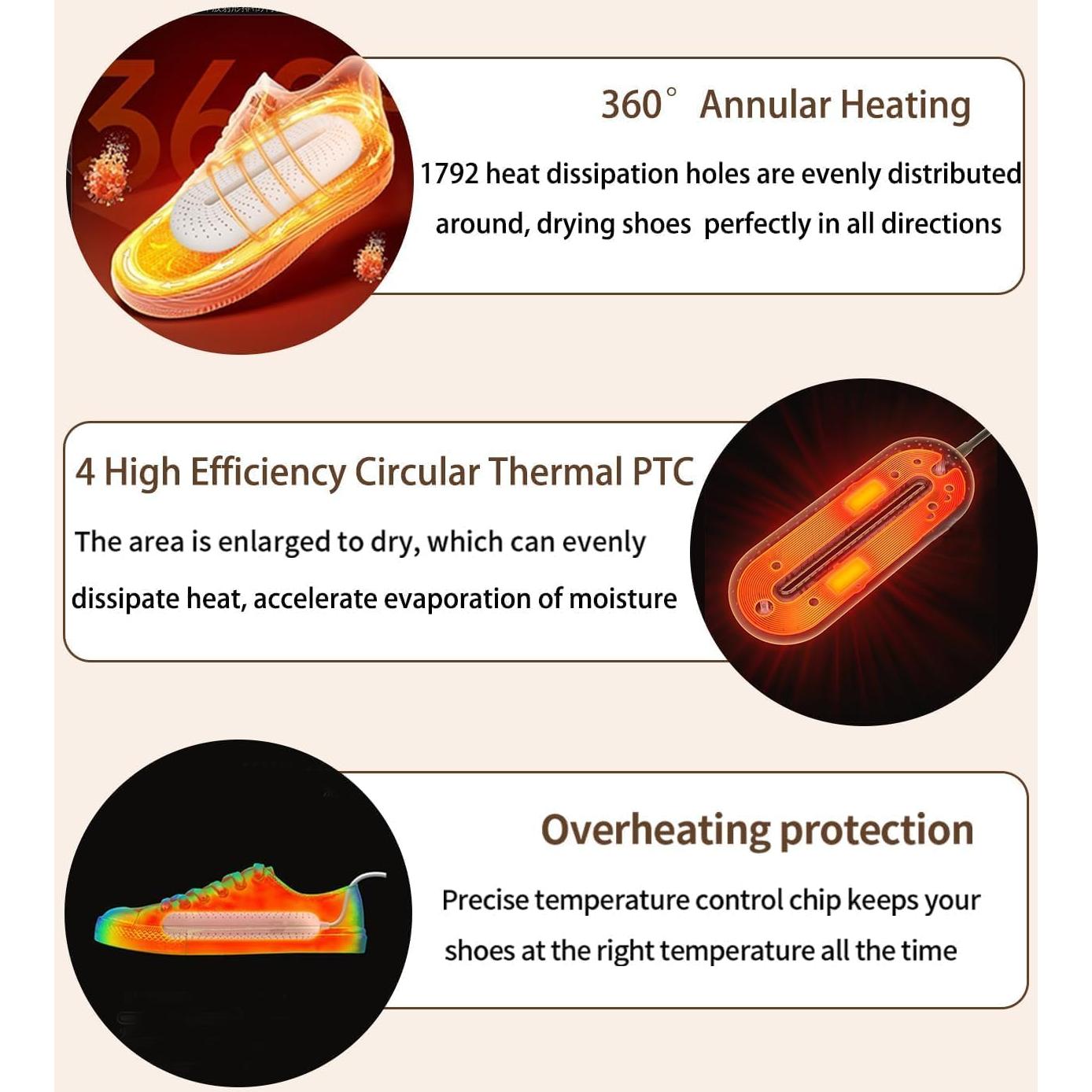 Secador de Botas Eléctrico Marfil con Temporizador 3/6/9 Horas