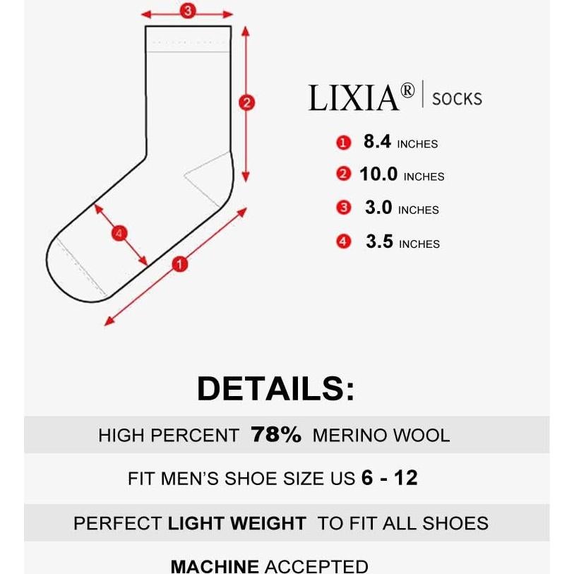 Calcetines Finos de Lana Merino LIXIA para Hombre - 6 Pares