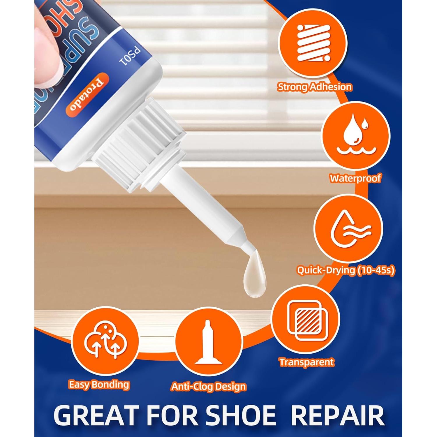 Pegamento para Zapatos Protado 35g, Secado Rápido y Resistente al Agua