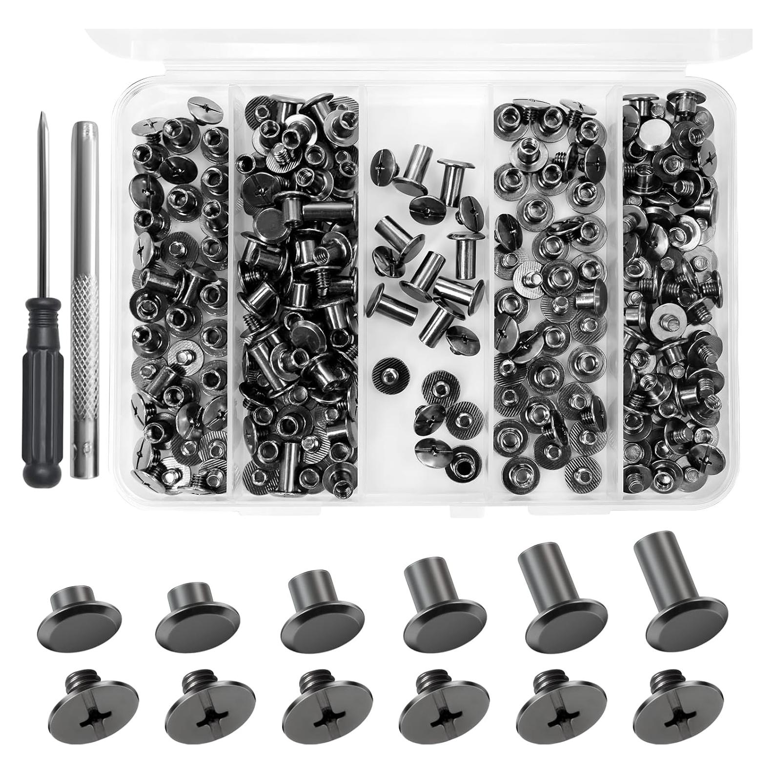 Kit de 122 Piezas de Remaches de Cuero Quadafy - Tornillos Chicago M5