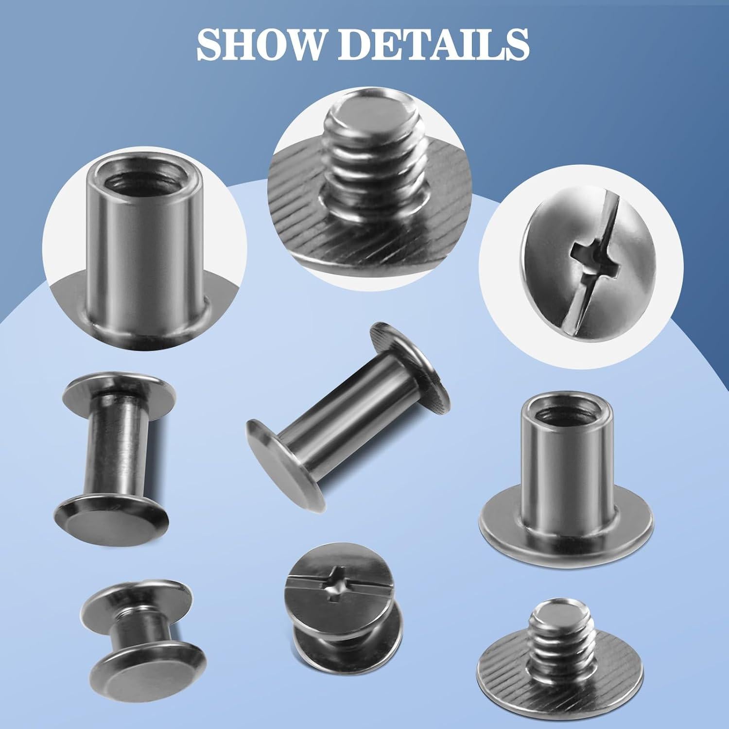 Kit de 122 Piezas de Remaches de Cuero Quadafy - Tornillos Chicago M5