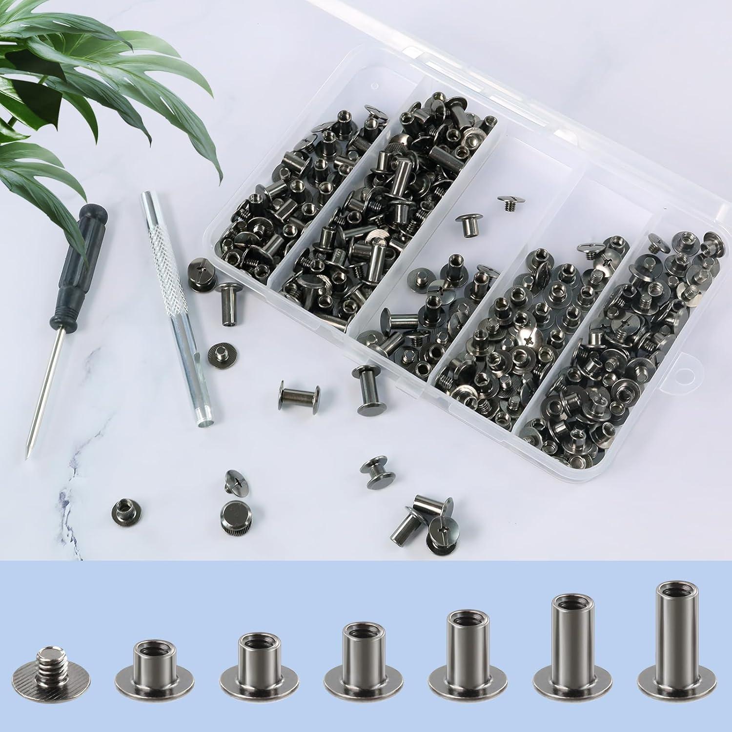 Kit de 122 Piezas de Remaches de Cuero Quadafy - Tornillos Chicago M5