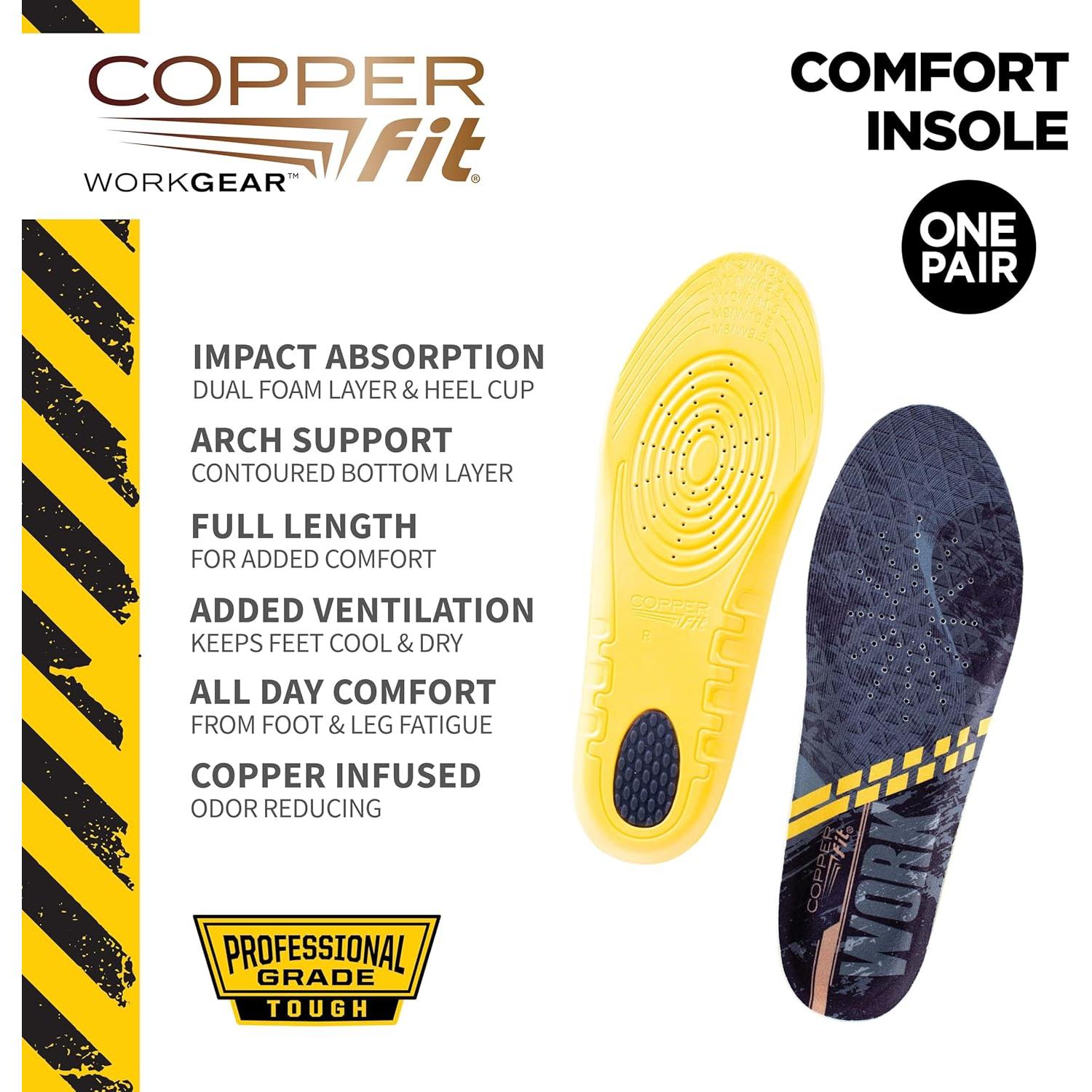 Plantillas de Confort Copper Fit Unisex Negro 35.7x15.2 cm