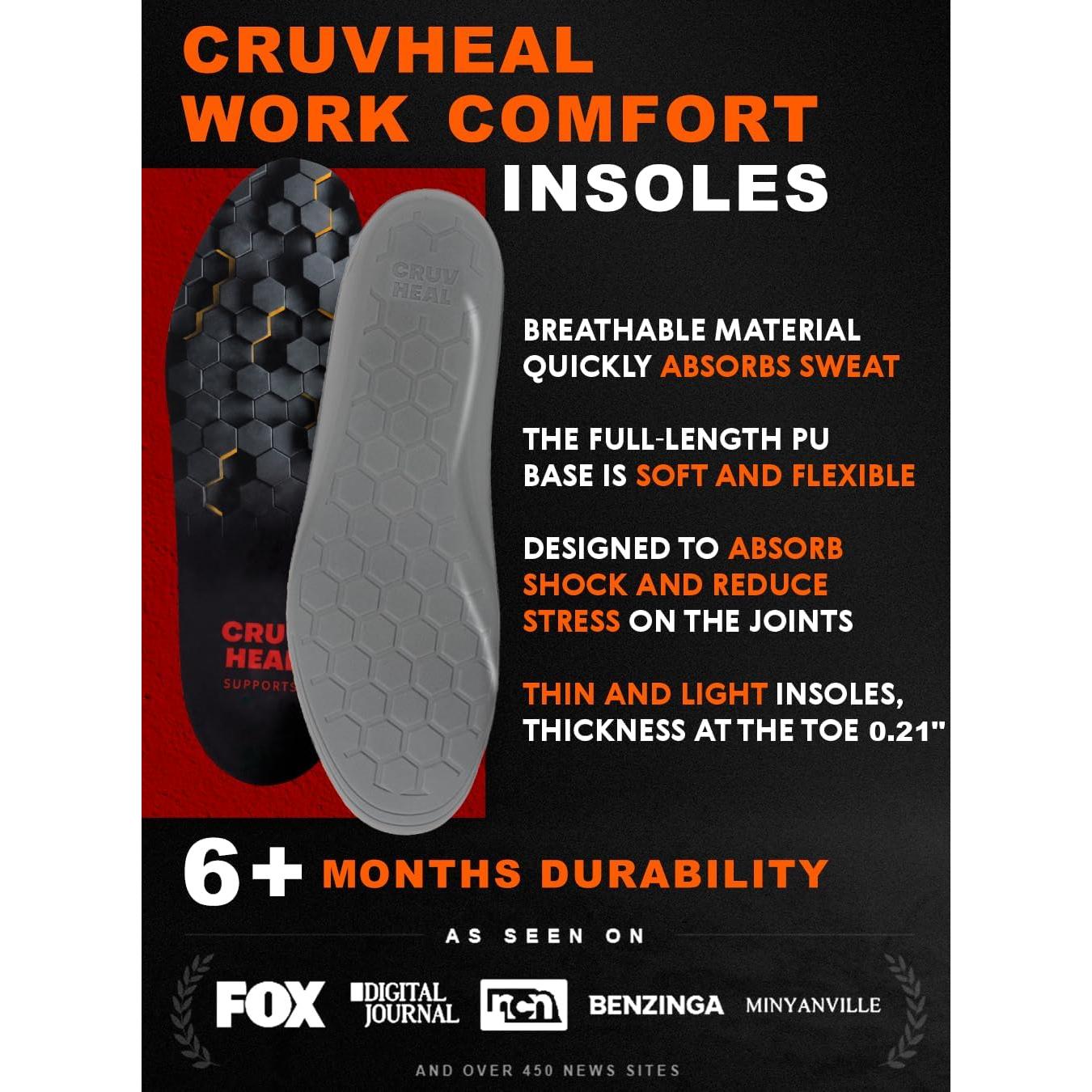 Plantillas Ortopédicas CRUVHEAL XL Antifatiga para Trabajo