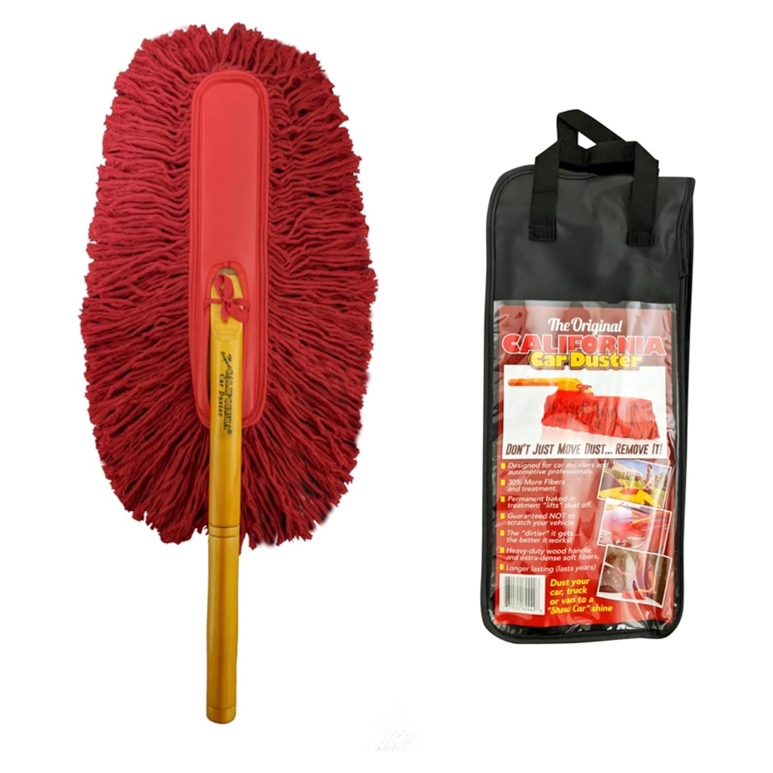 Duster de Coche California 62442 con Mango de Madera 66 cm Rojo