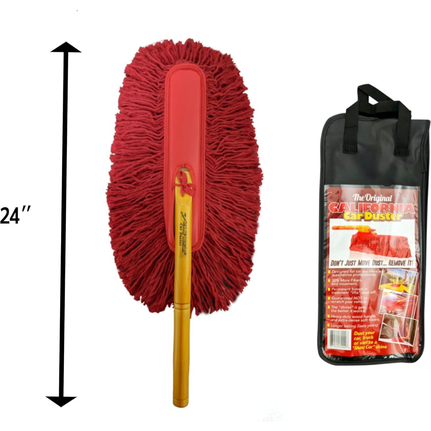 Duster de Coche California 62442 con Mango de Madera 66 cm Rojo