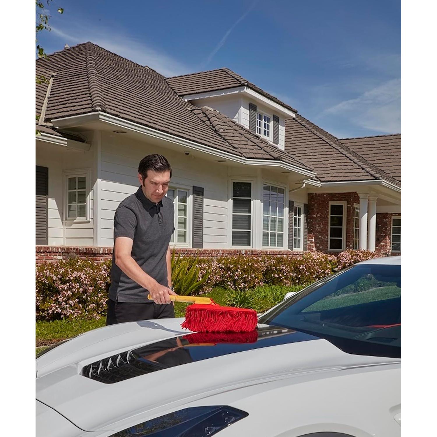 Duster de Coche California 62442 con Mango de Madera 66 cm Rojo