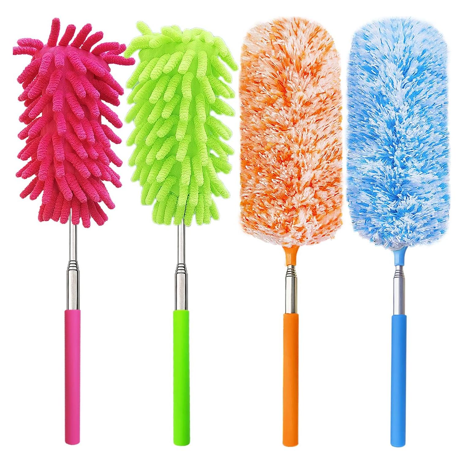 Plumero de Microfibra HDongany 4 Pcs Lavable Extensible 33-76 cm