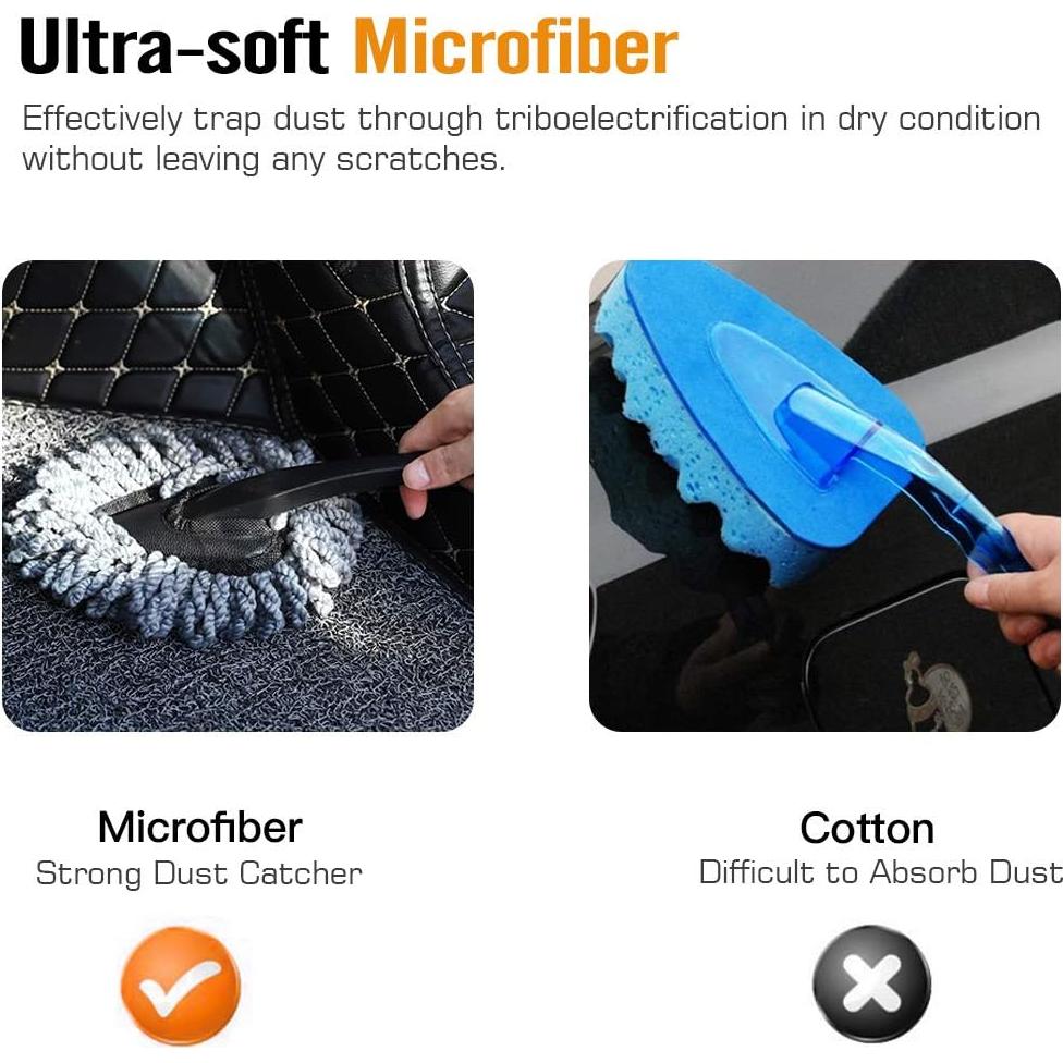 MoKo Duster de Coche 2 Paquete Microfibra Suave Gris