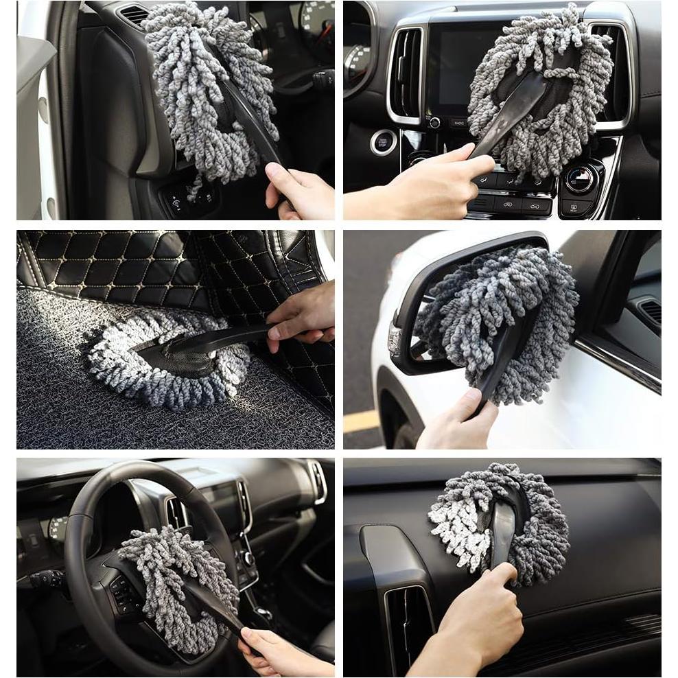 MoKo Duster de Coche 2 Paquete Microfibra Suave Gris