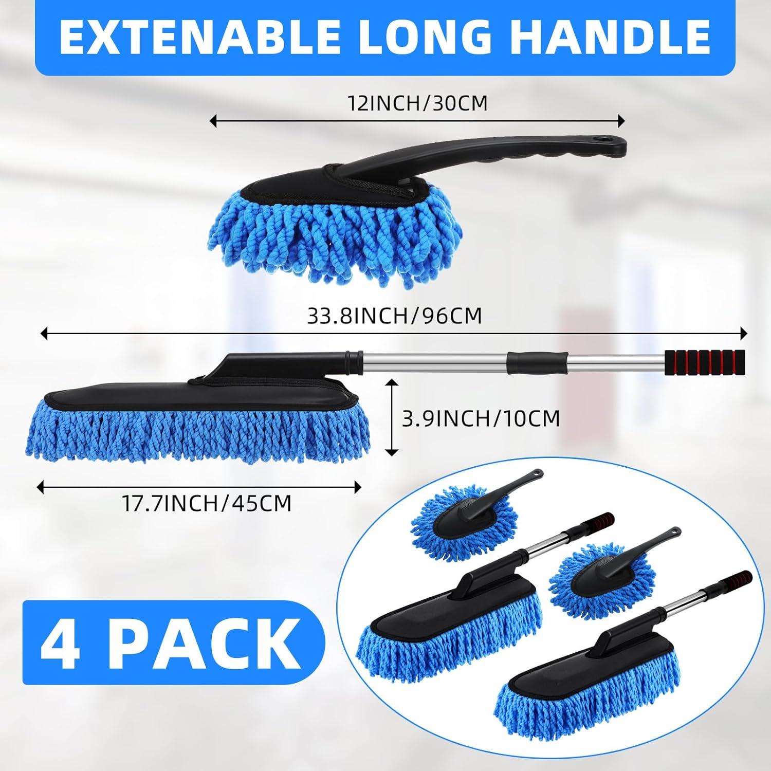 Kit de Plumero de Microfibra Tanlade 4 Piezas para Auto Azul