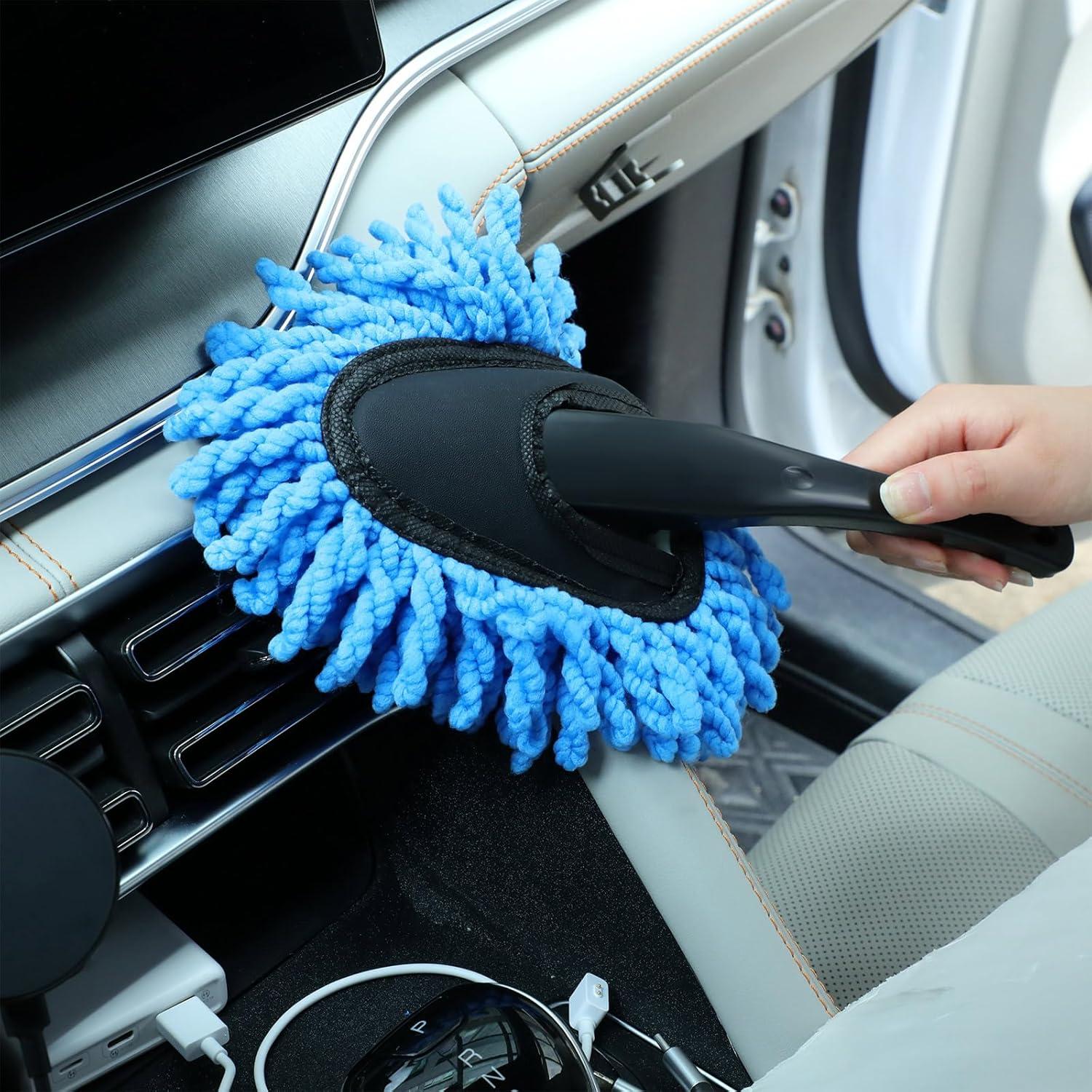 Kit de Plumero de Microfibra Tanlade 4 Piezas para Auto Azul