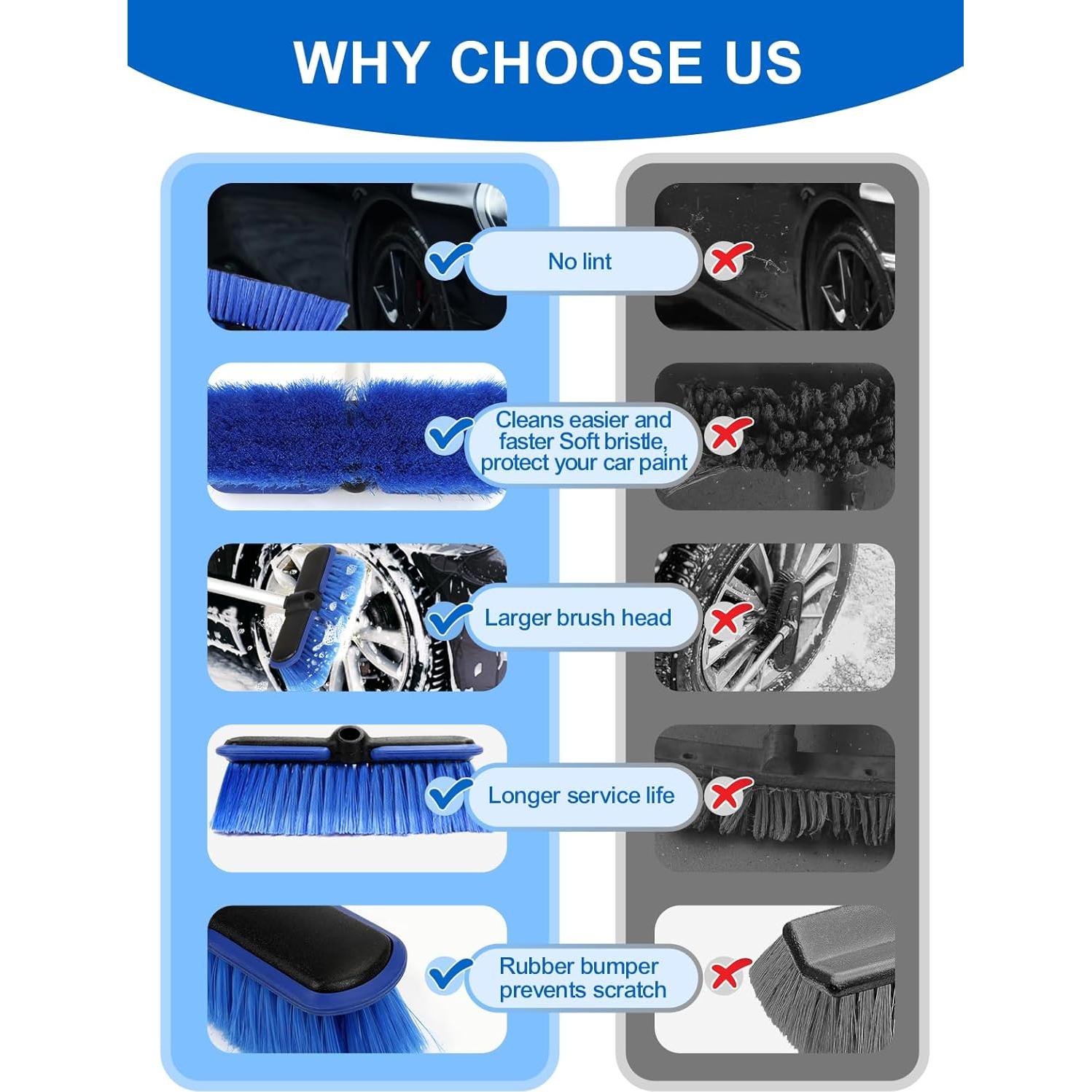 Cepillo de Lavado de Autos ZimiTeda 60'' Mango Largo PBT